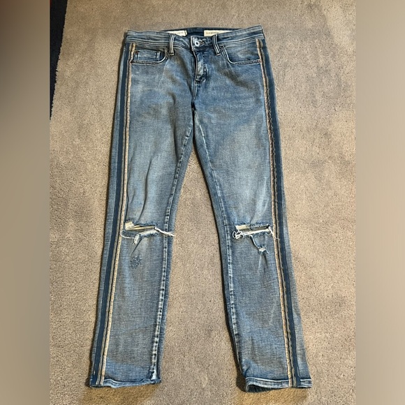 Pilcro for Anthropologie Slim Boyfriend Jean with Ribbon detail - Picture 1 of 4